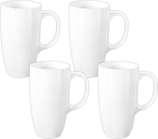 Wilmax Porzellantassen Set mit Griffen 4er Set Weiß 630ml WL-993093/A4