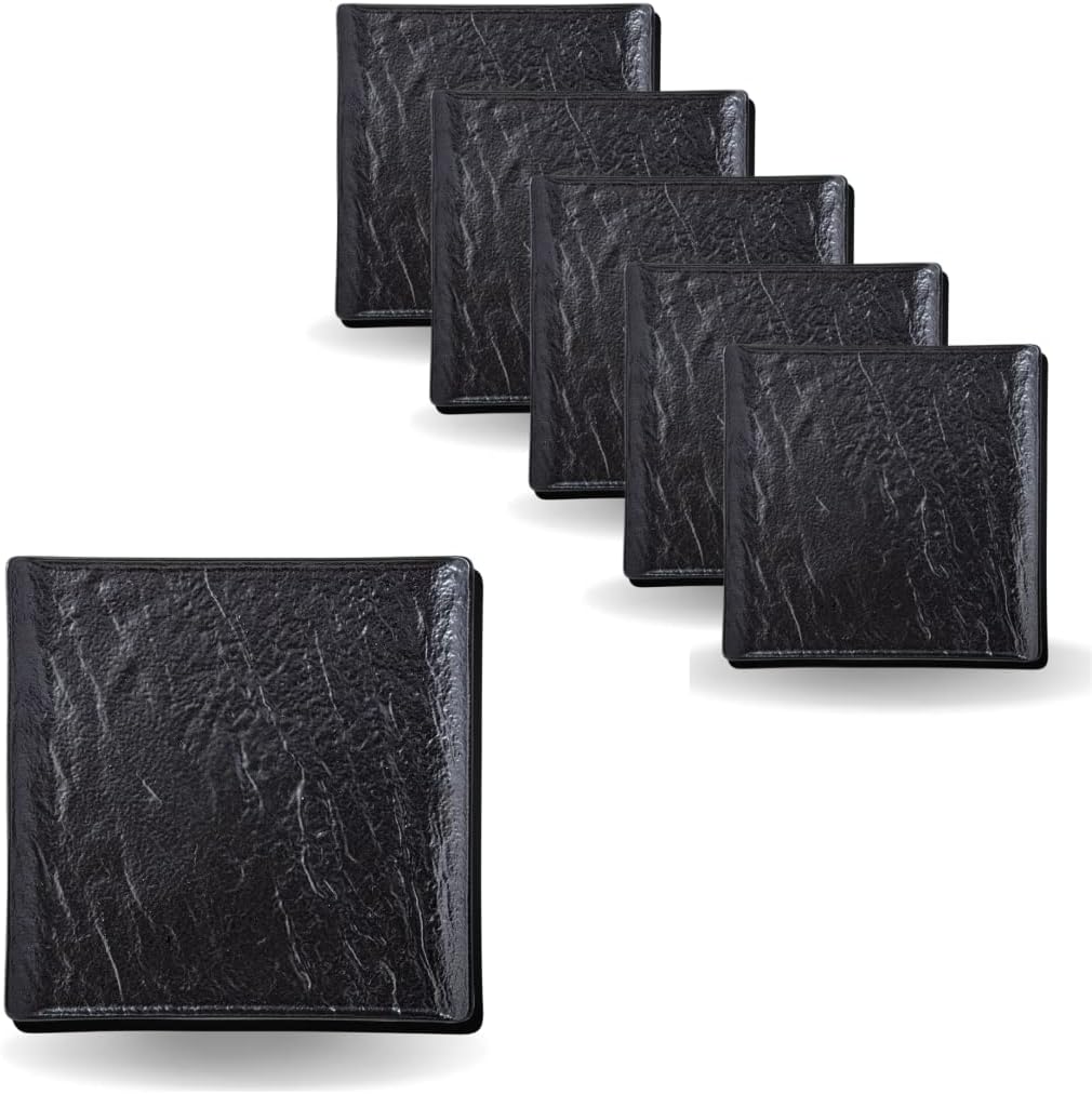 Wilmax England Vierkant Bord 13x13cm SlateStone Zwart 6 stuks