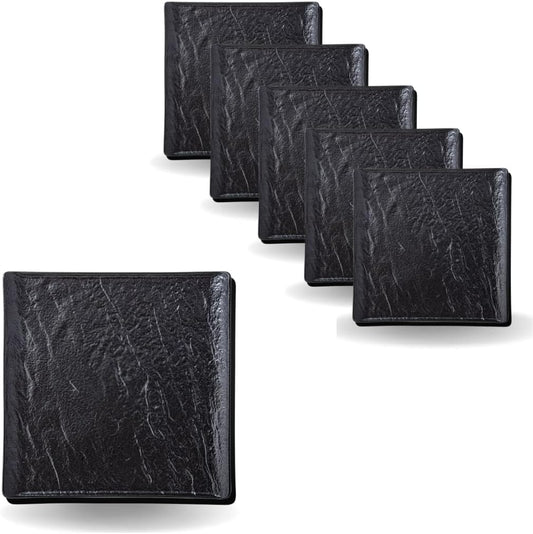 Wilmax England Square Plate 13x13cm SlateStone Black 6 pieces