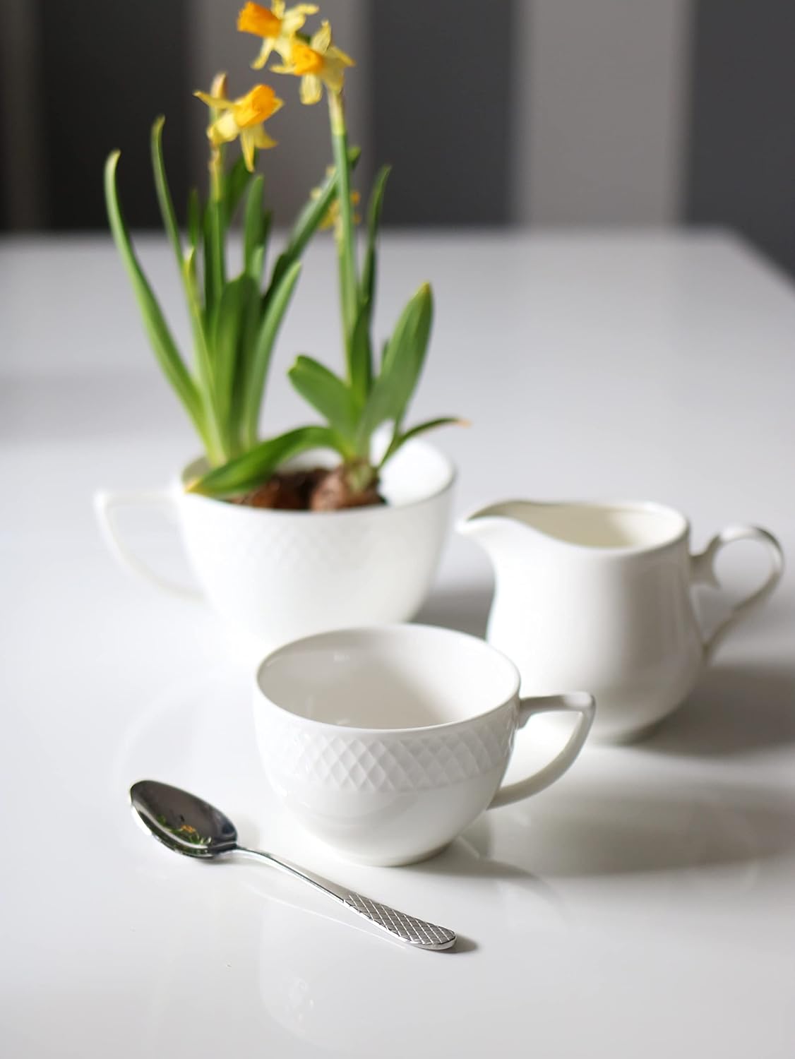 Wilmax Cup and Saucer White Porcelain 240ml, set of 6 WL-880105/6C