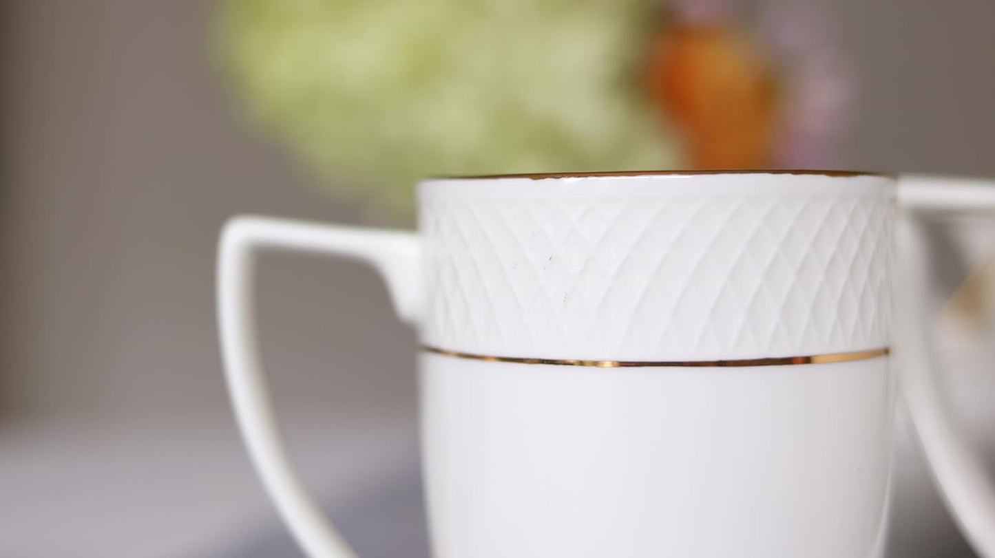 Wilmax Tasse mit Goldlinien, 450 ml, Einzelstück, WL-880102432/A