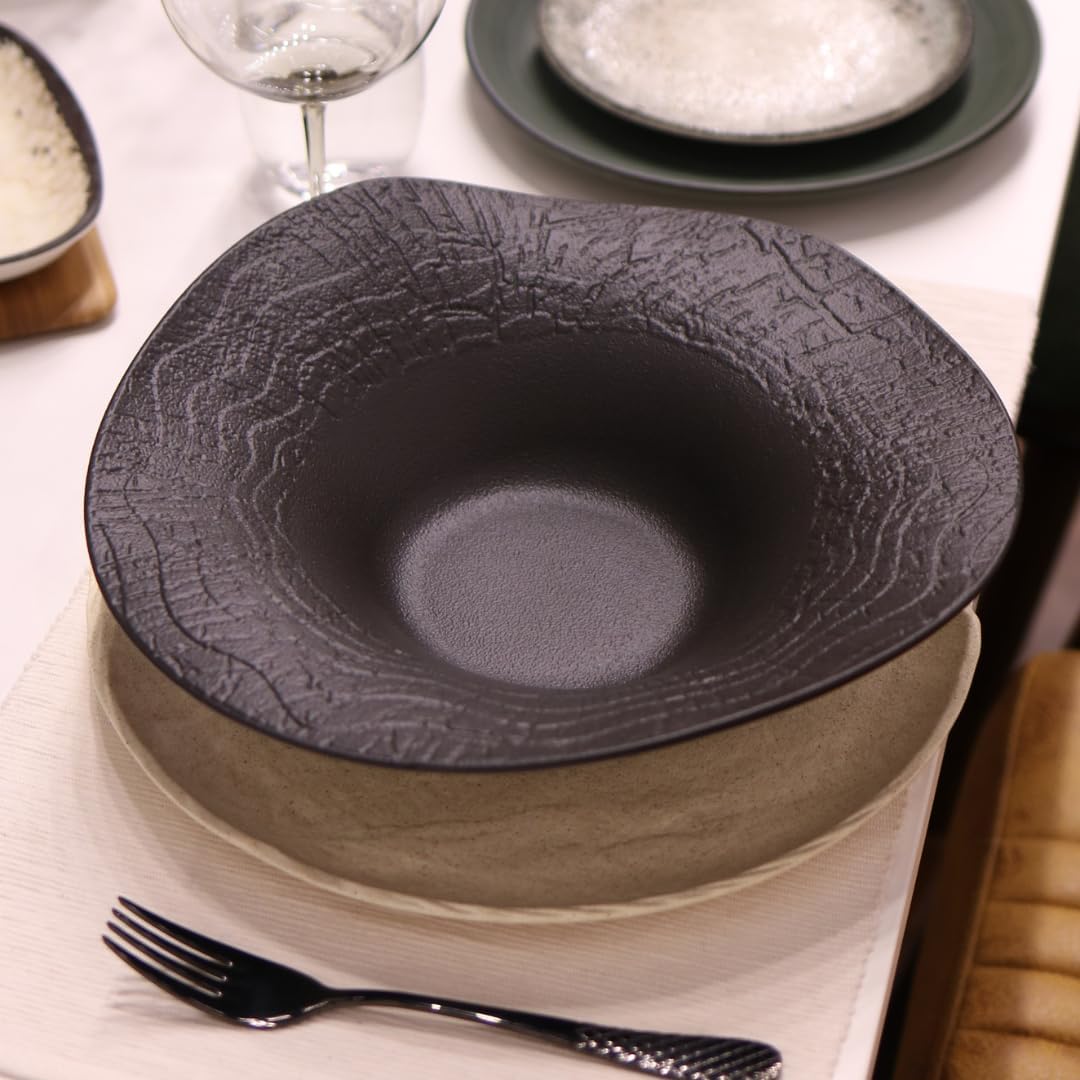 Wilmax Wavy Tiefer Plattenteller, 30 cm, 700 ml, Schwarz – WL-663106/A