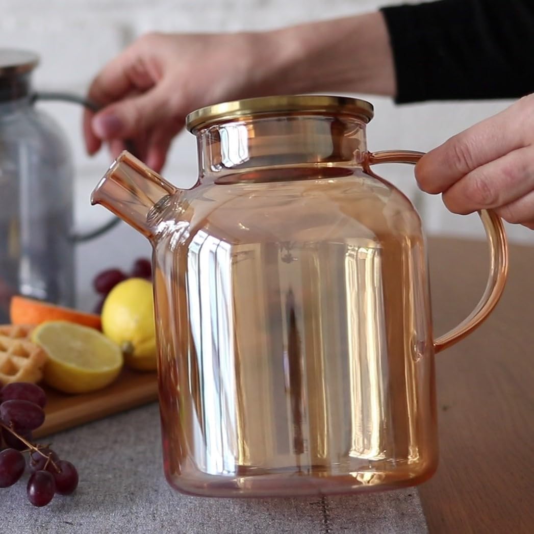 Wilmax Thermoglas-Teekanne 1600 ml mit PVD-Beschichtung WL-888811003/A