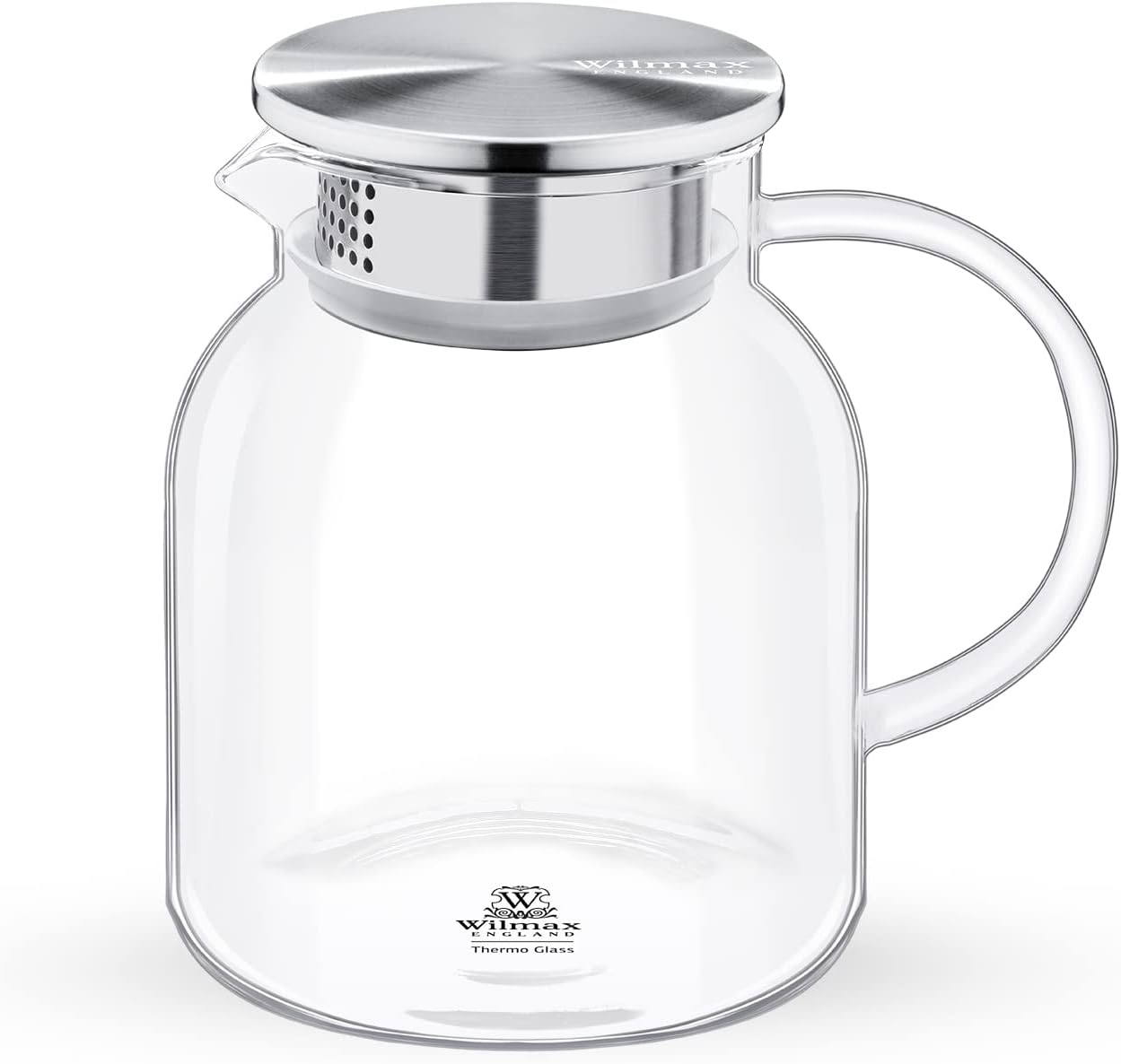 Wilmax Borosilikat Glas Karaffe mit Edelstahl-Deckel 1000 ml – WL-888213/A