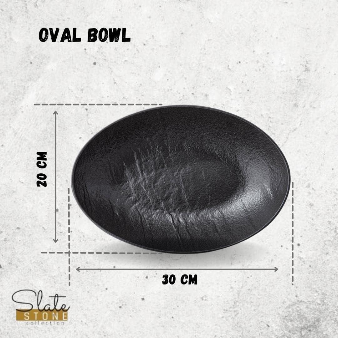 Wilmax Oval Bowl aus Porzellan, 30 x 19,5 x 7 cm, schwarz, WL-661121/A