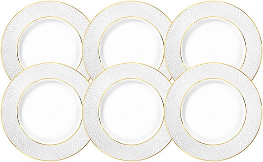 Wilmax Dinner Teller mit Goldlinien, 25,5 cm, 6er Set, WL-880102104/A6