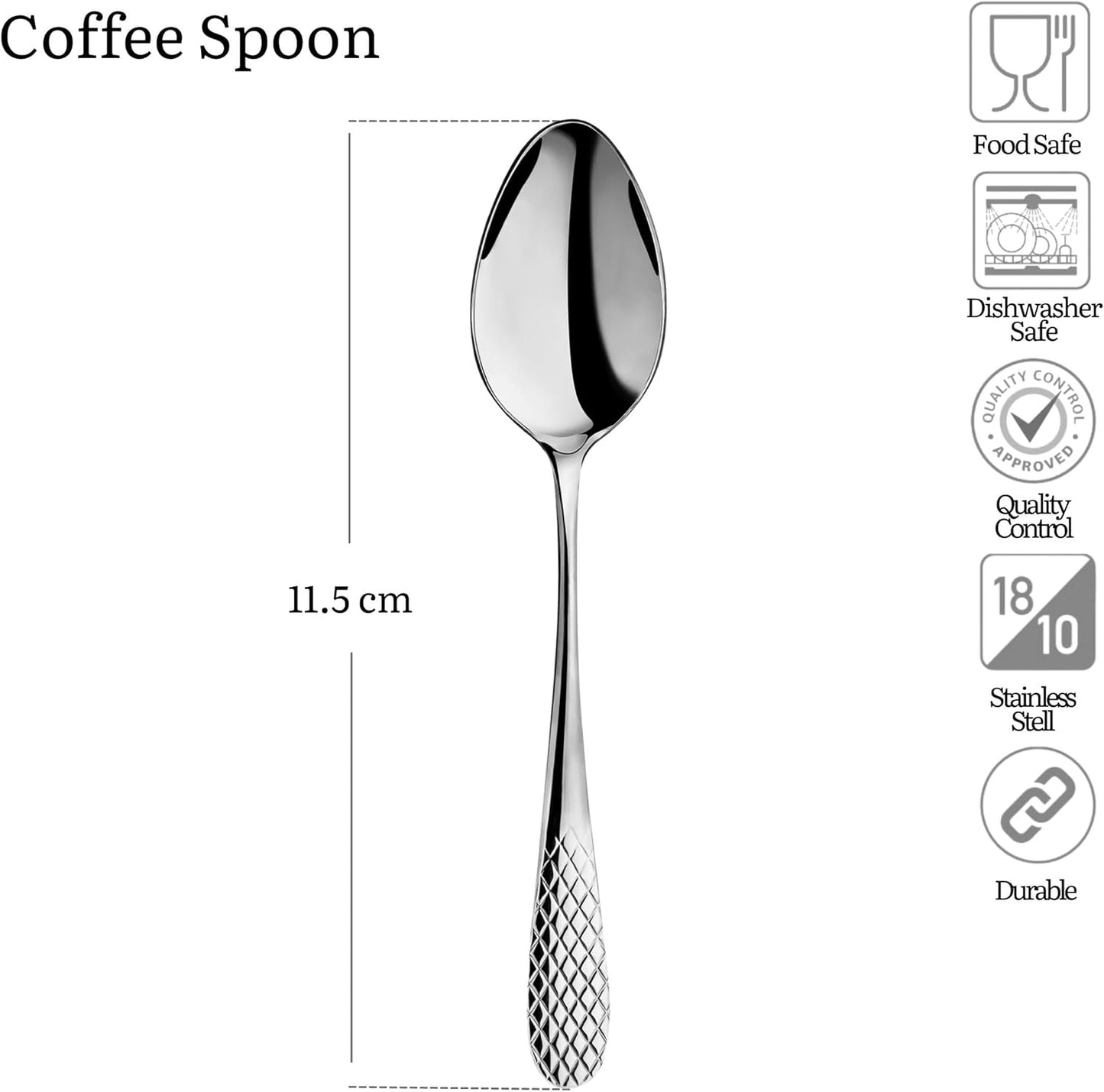 Wilmax Kaffeelöffel Set 6 Stück, Edelstahl 11,5 cm – WL-999204/6C