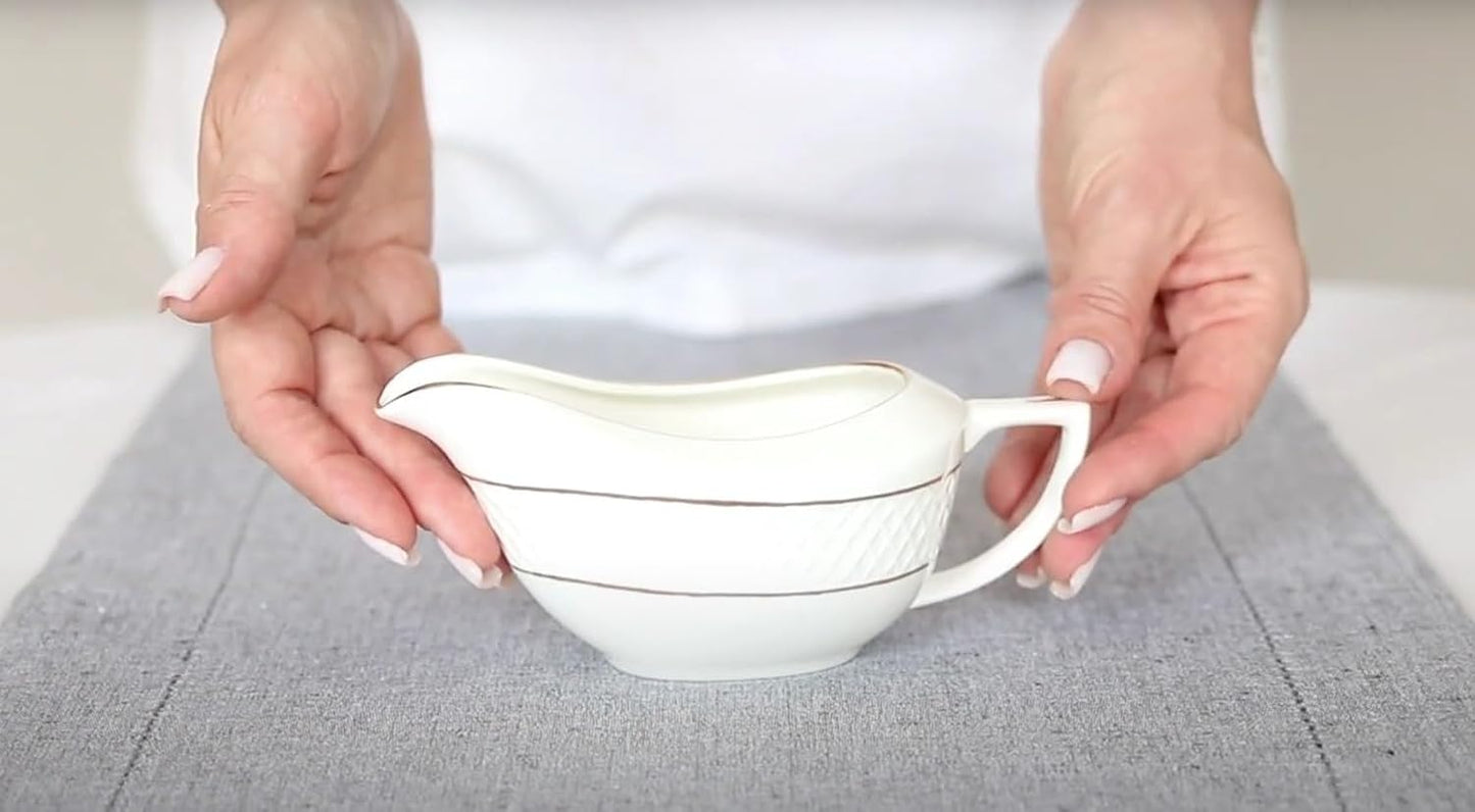 Wilmax Sauciere mit Goldrand, 230 ml Porzellan – WL-880102501/A