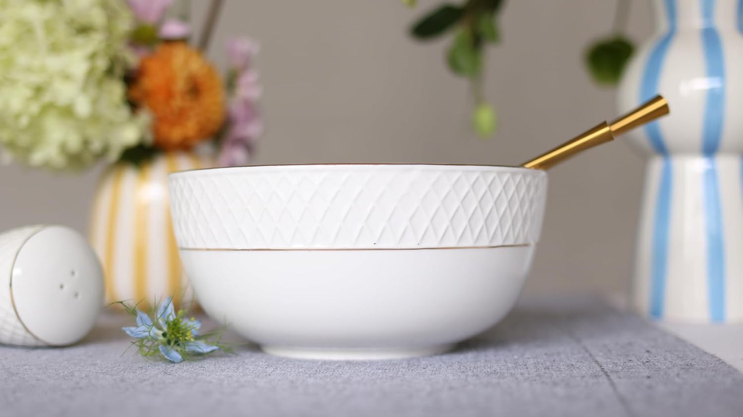 Wilmax England Schaal 18 cm Wit Gouden rand Porselein 2x