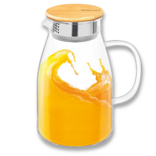 Wilmax Thermoglas Kan 1500 ml met bamboedeksel transparant