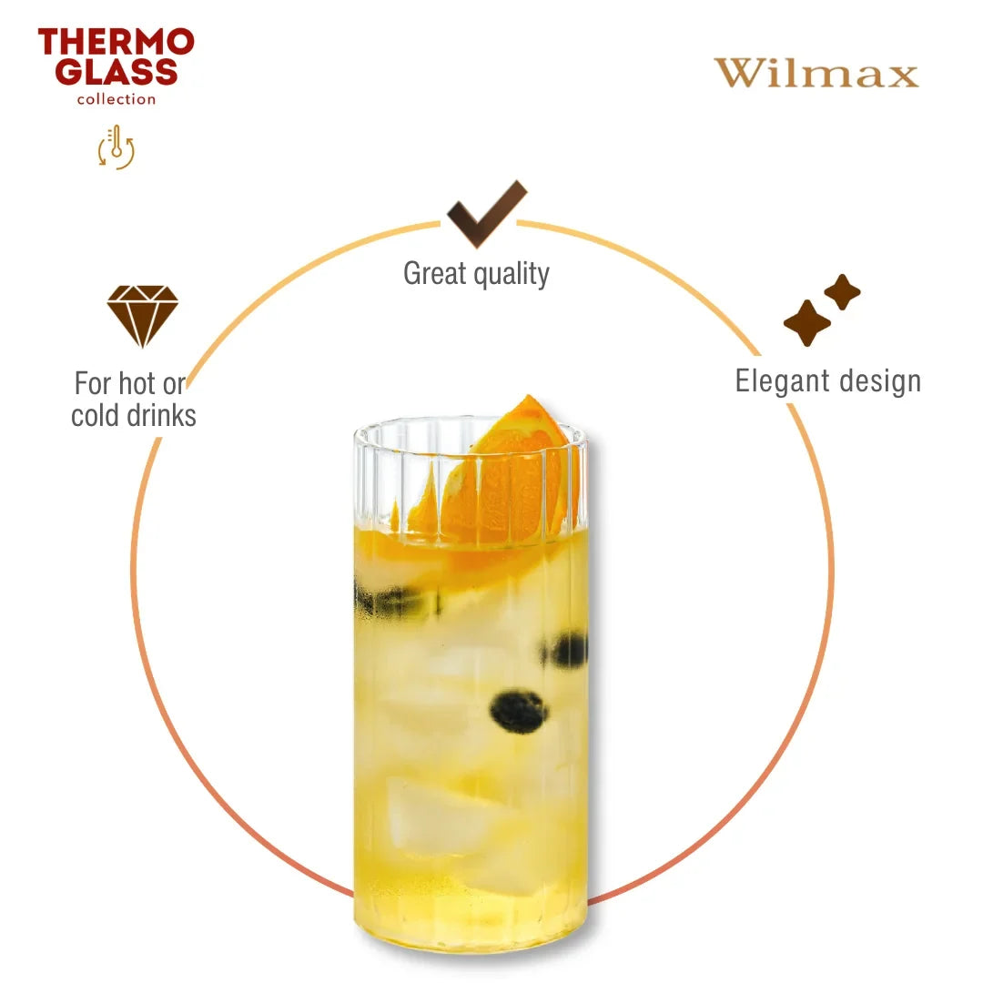 Wilmax Geribbeld 300 ml Borosilicaatglas Transparant