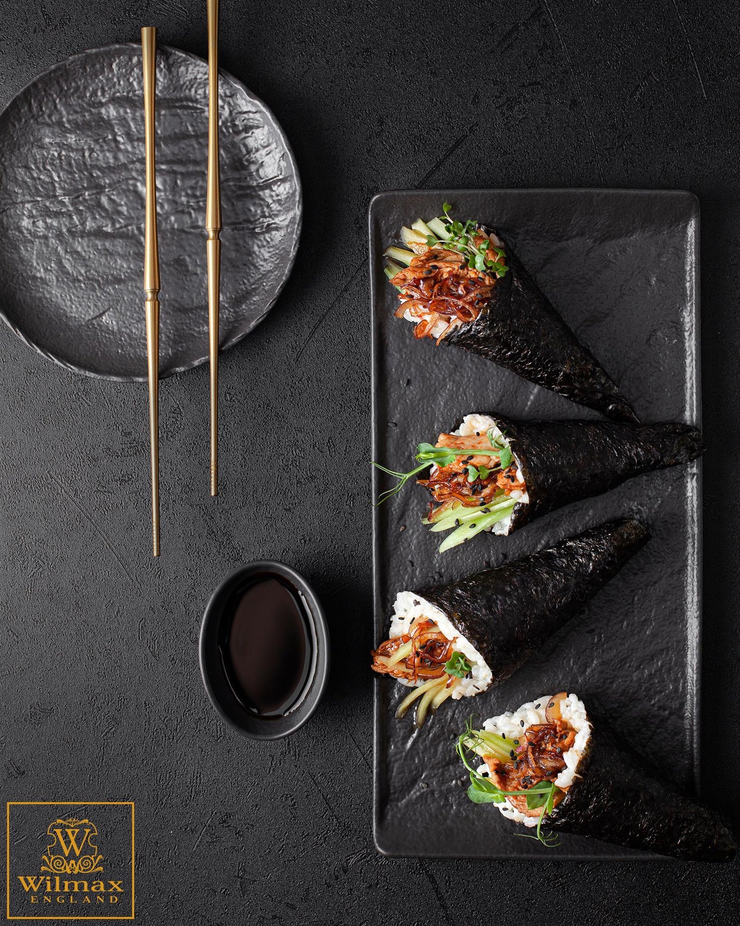 Wilmax Ovaler Teller 8 x 6 x 3 cm Schwarz WL-661117/A