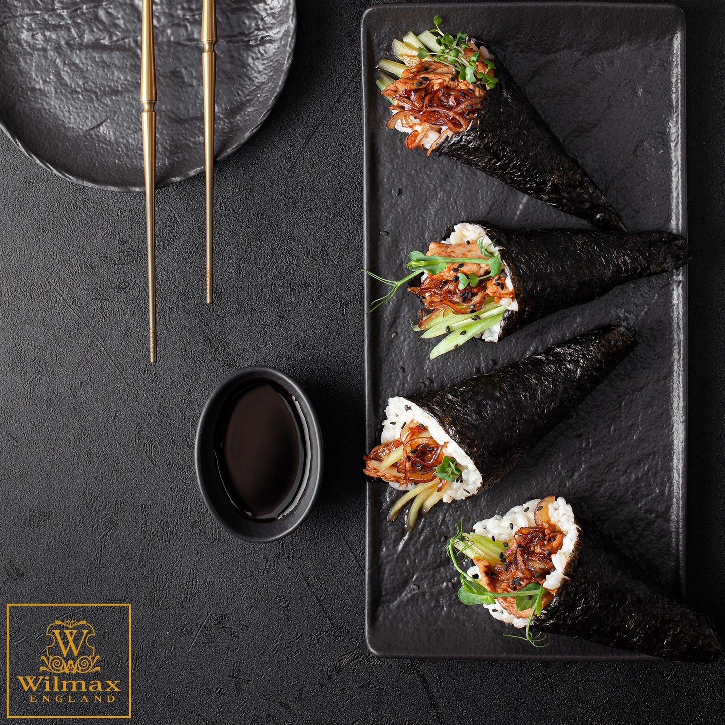 Wilmax Ovaler Teller 8 x 6 x 3 cm Schwarz WL-661117/A