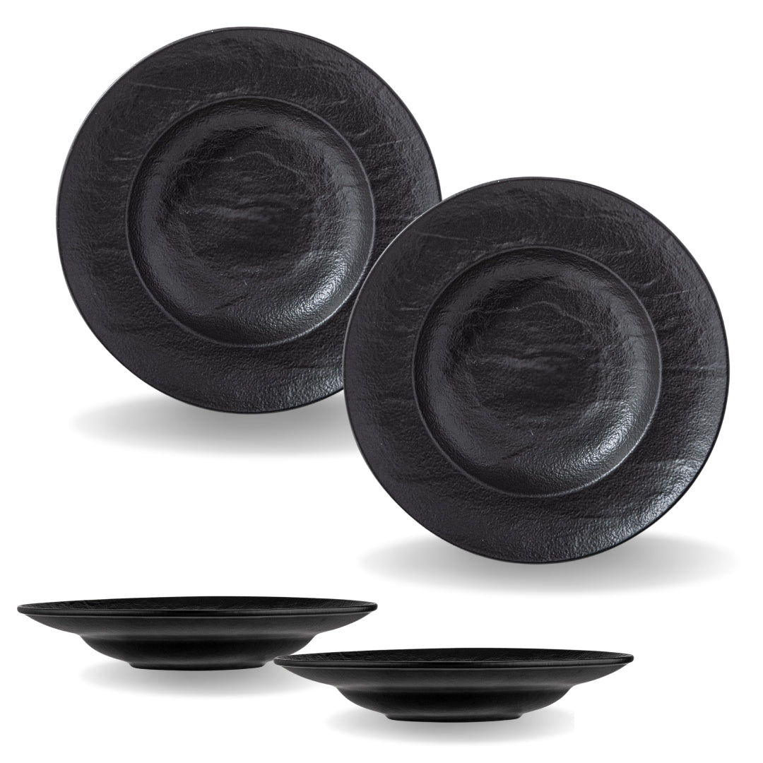 Wilmax England Diep bord 25,5 cm 2-delige set Zwart