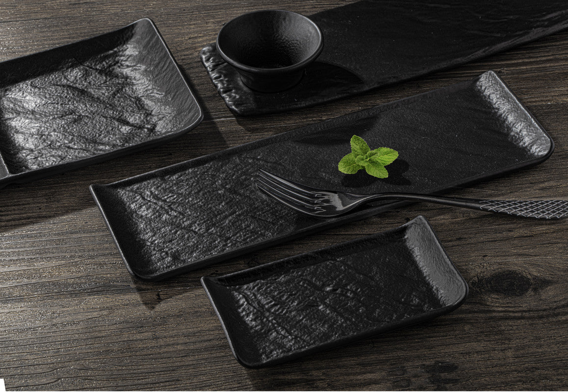 Wilmax England 3-Compartment Porcelain Dish Black 2x 40.5x13cm