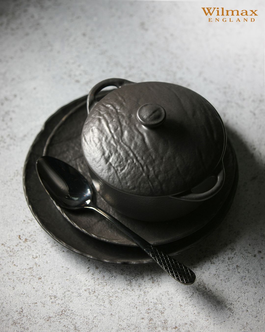 Wilmax Topf mit Deckel 600 ml SlateStone Porzellan WL-661140/A