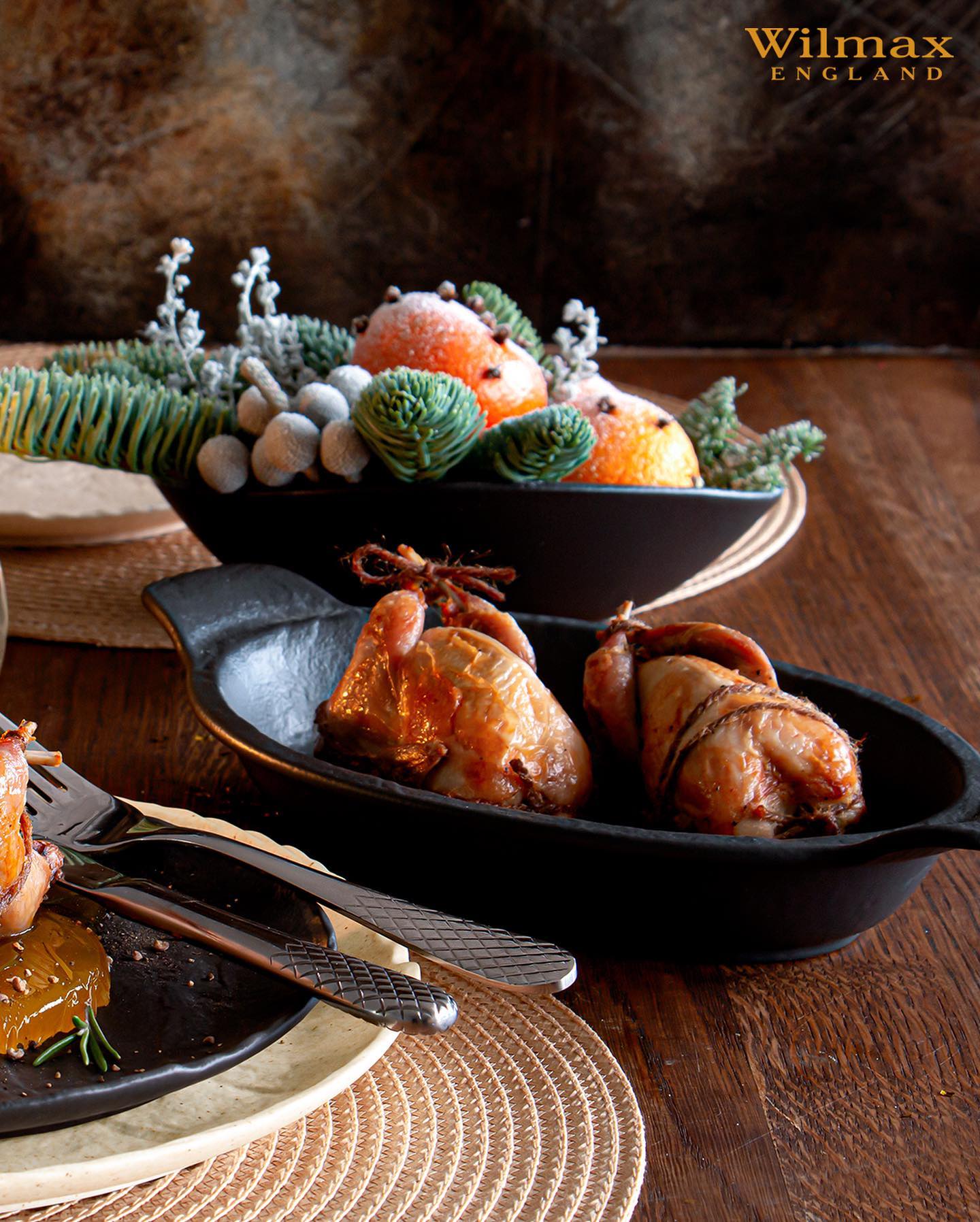 Wilmax - Ovale Auflaufform - 28 x 16 cm - Schwarz - WL-661146/A