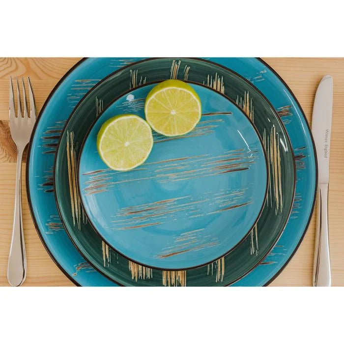 Wilmax Bord 28 cm Blauw Porselein Set van 2 WL-668616/A2