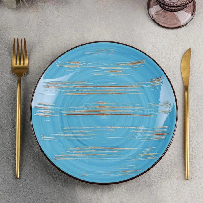 Wilmax Bord 28 cm Blauw Porselein Set van 2 WL-668616/A2