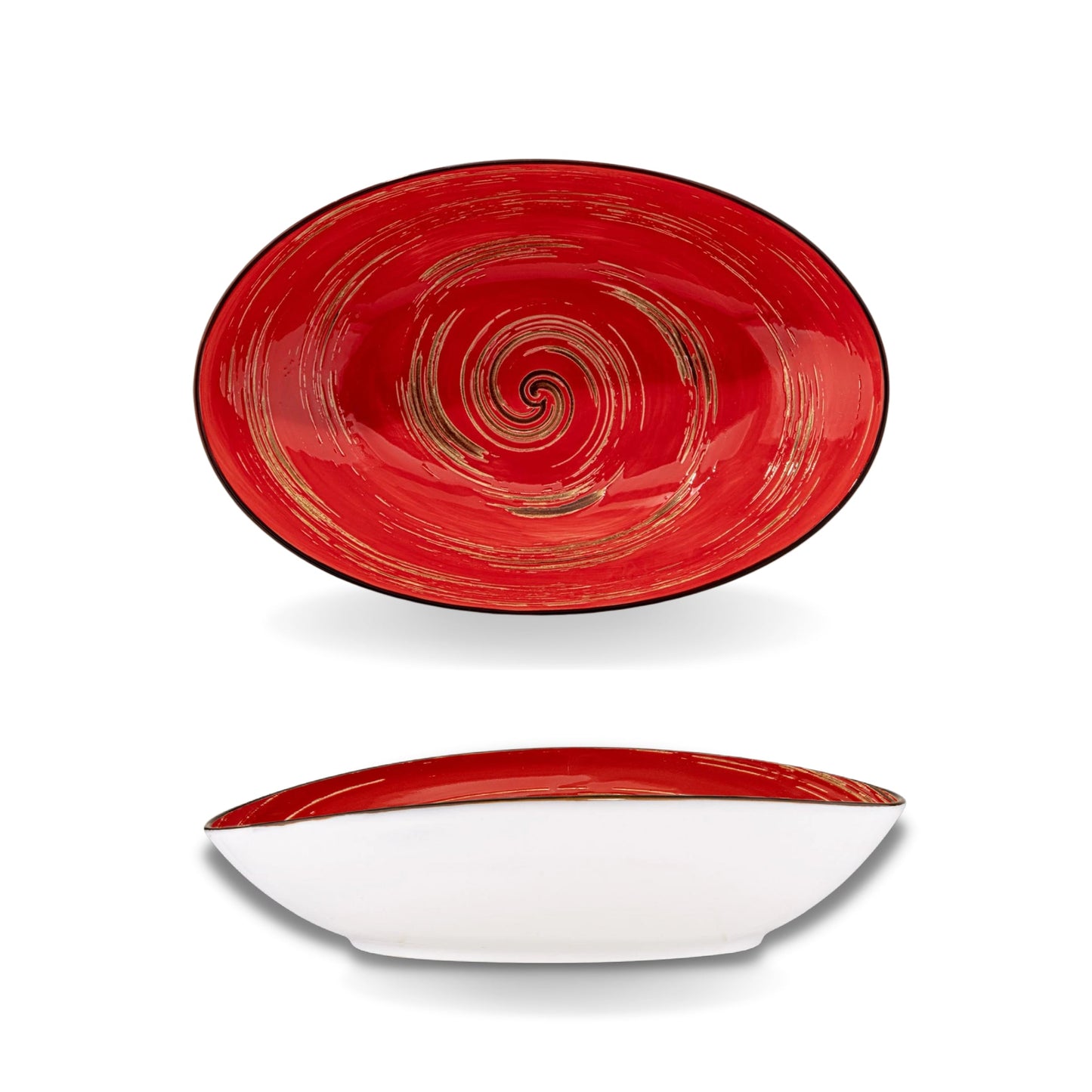 Wilmax Ovale Schaal Rood Porselein 30 cm - WL-669241/A