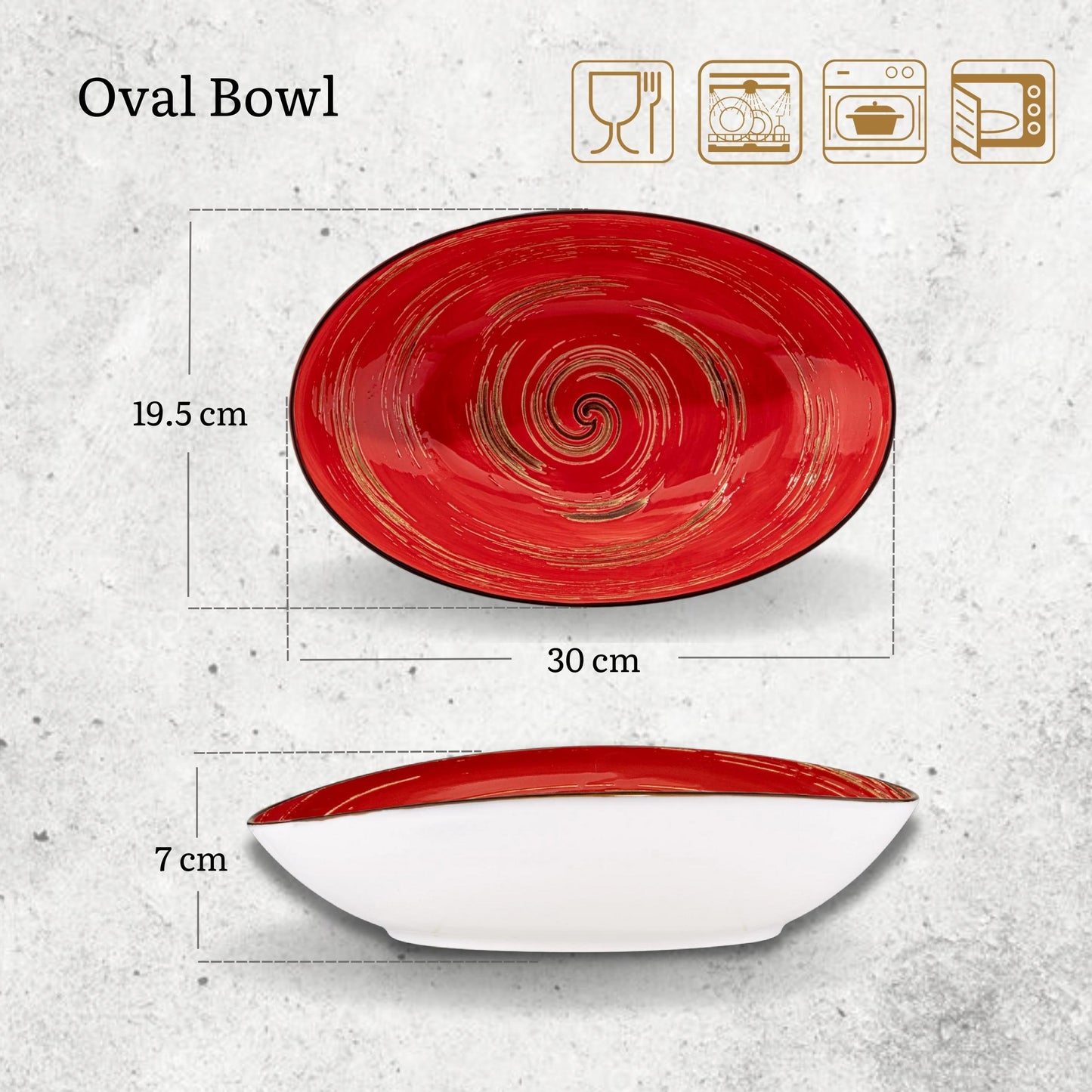 Wilmax Ovale Schaal Rood Porselein 30 cm - WL-669241/A