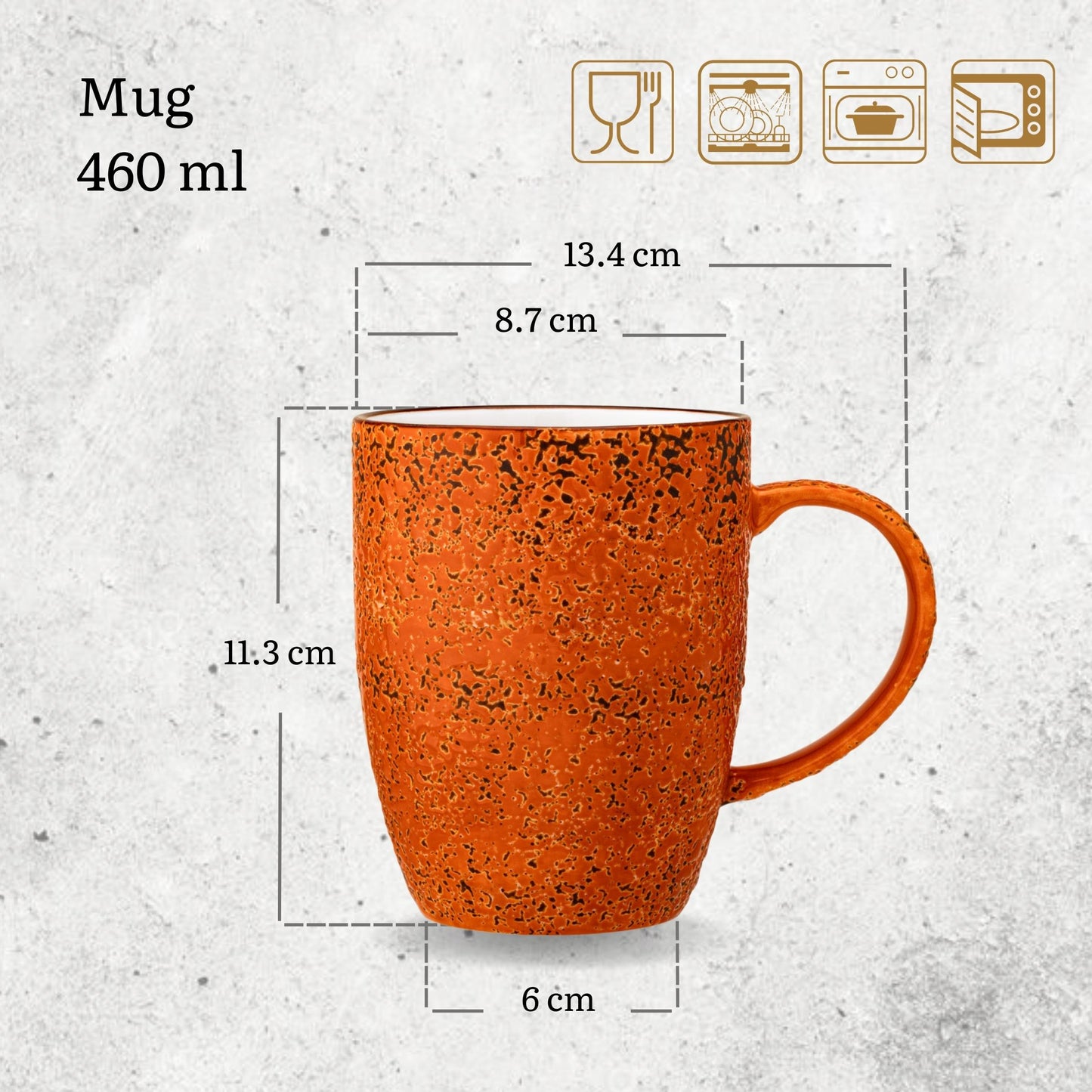 Wilmax Porzellanbecher, 460 ml, Splash Color Orange Design, WL-667337/A