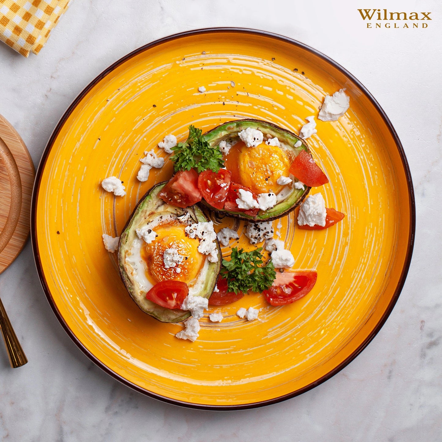 Wilmax Teller 23 cm – Runde Form mit hohem Rand – Spiral – Gelb – WL-669419/A2