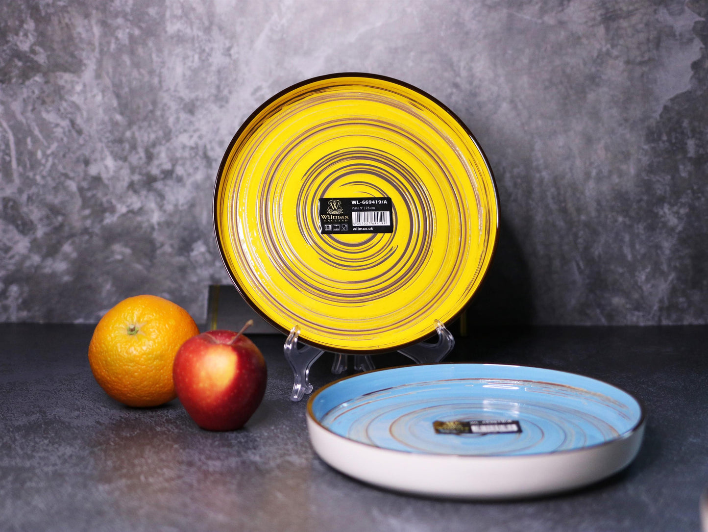 Wilmax Teller 23 cm – Runde Form mit hohem Rand – Spiral – Gelb – WL-669419/A2