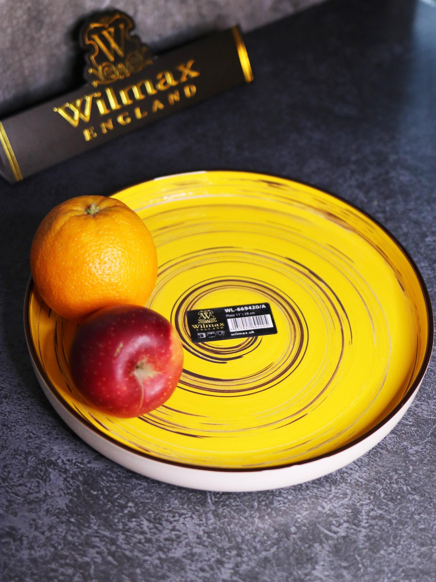 Wilmax Teller 23 cm – Runde Form mit hohem Rand – Spiral – Gelb – WL-669419/A2