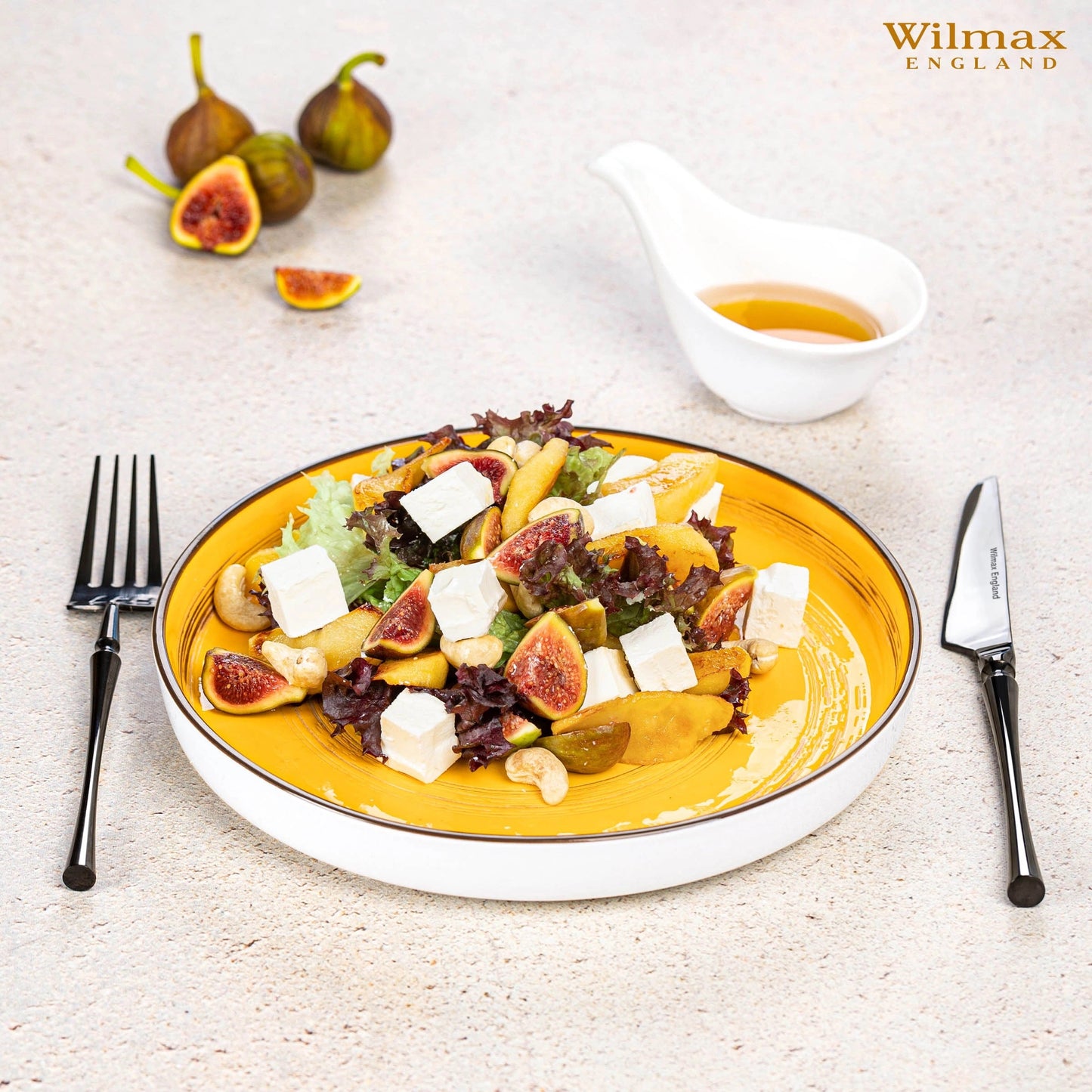 Wilmax Teller 23 cm – Runde Form mit hohem Rand – Spiral – Gelb – WL-669419/A2