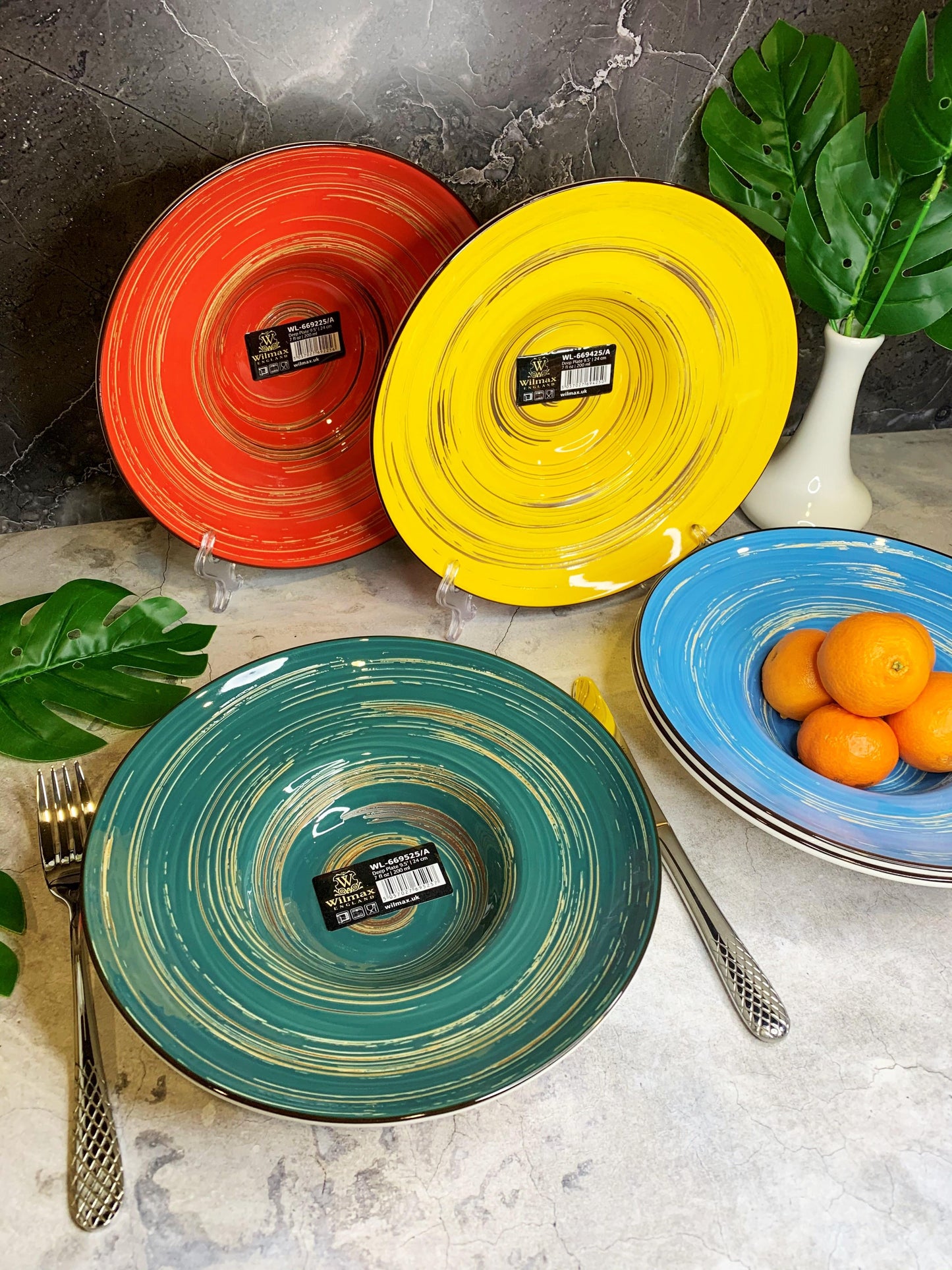 Wilmax England Deep Plate 24 cm Yellow Porcelain Set of 2