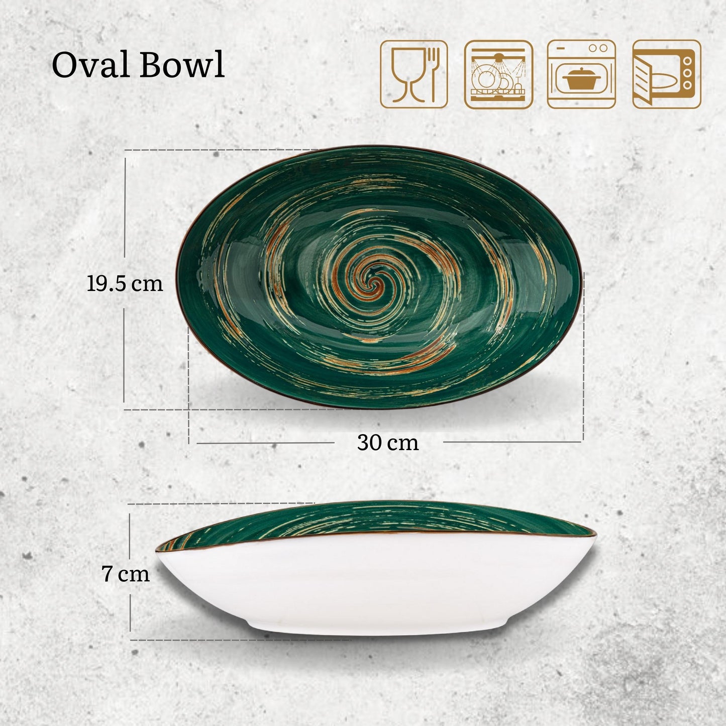 Wilmax Ovale Schaal Groen Porselein 30x19,5 WL-669541/A