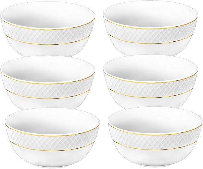 Wilmax Schaal Porselein Wit met Gouden Rand 18 cm (6x)