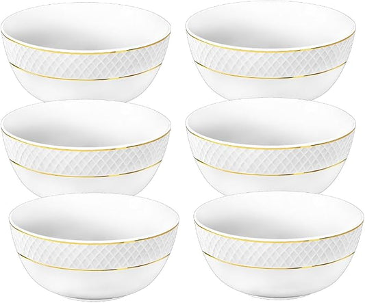 Wilmax Schaal Porselein Wit met Gouden Rand 18 cm (6x)