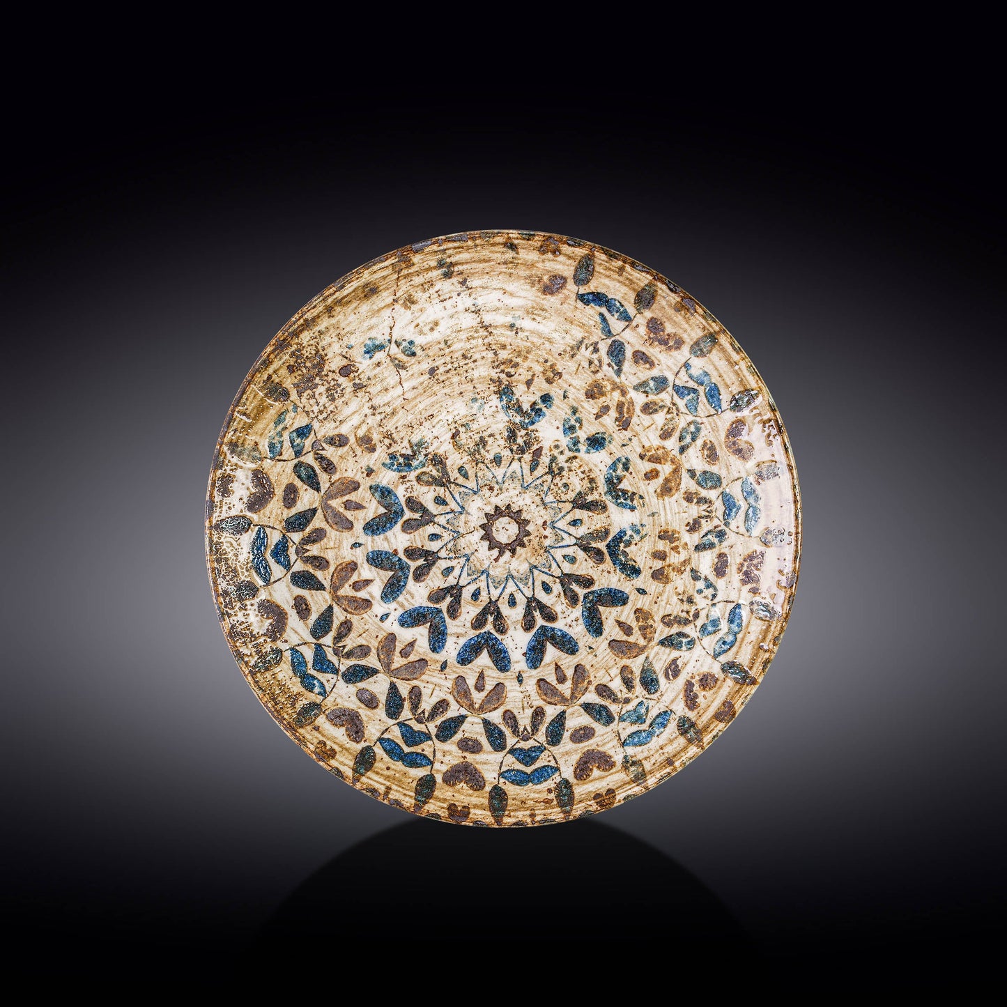 Wilmax Flacher Coupe Teller aus Porzellan, rund, 25 cm, Grafikdekor, WL-671905/A