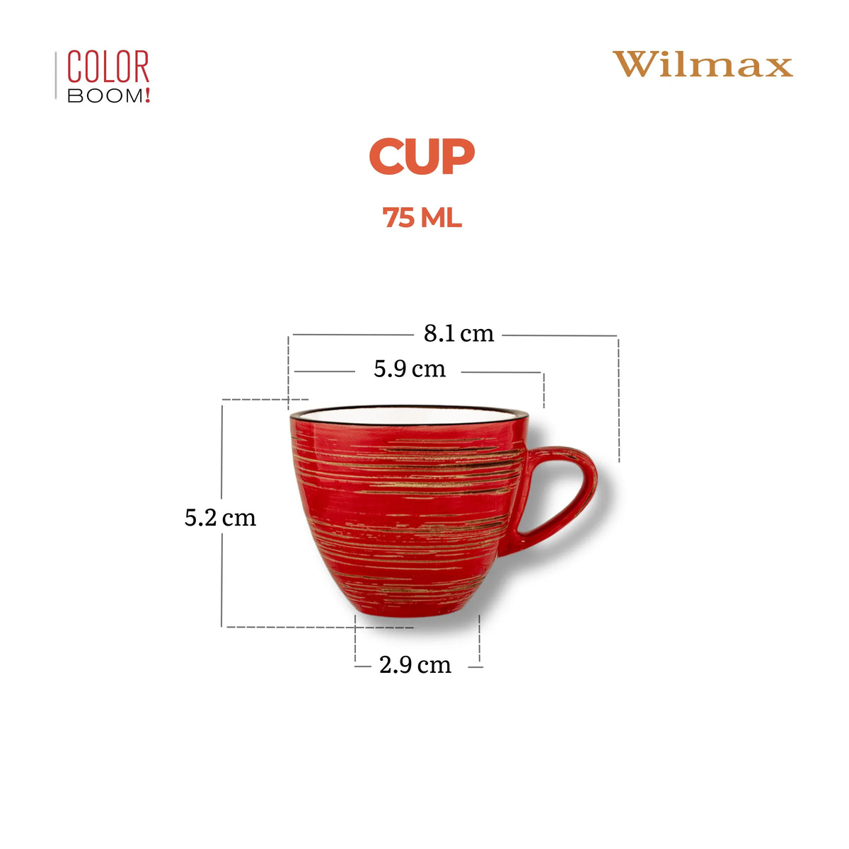 Wilmax Espressokop 75 ml Rood Porselein