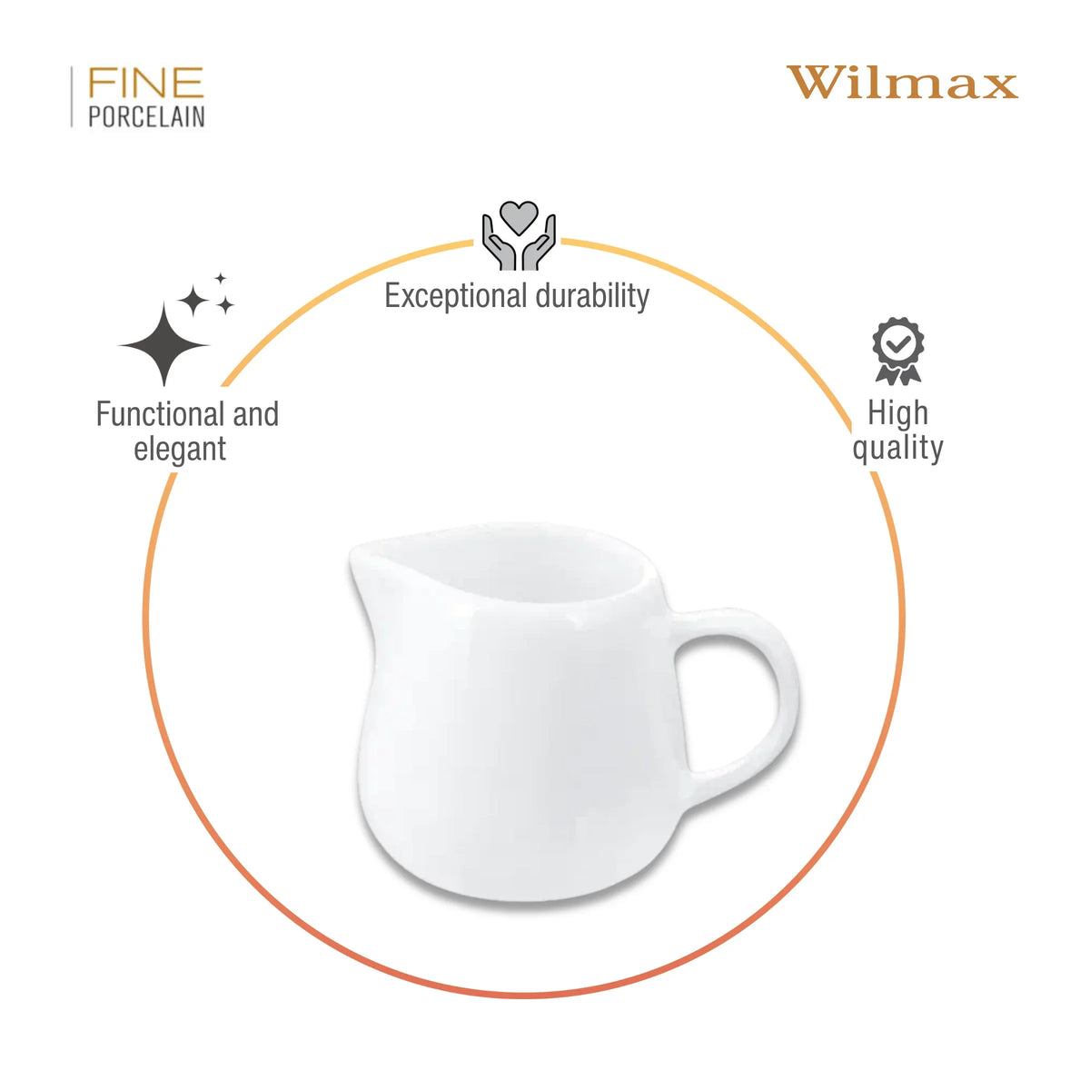Wilmax England Melk- en roomkan 200 ml Wit Porselein