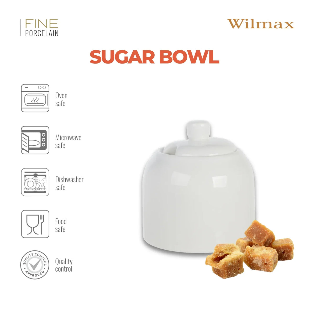 Wilmax England Suikerpot 280 ml Wit Porselein