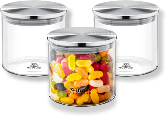 Wilmax England: 3x Voorraadpot 600ml RVS deksel WL-888512/A3
