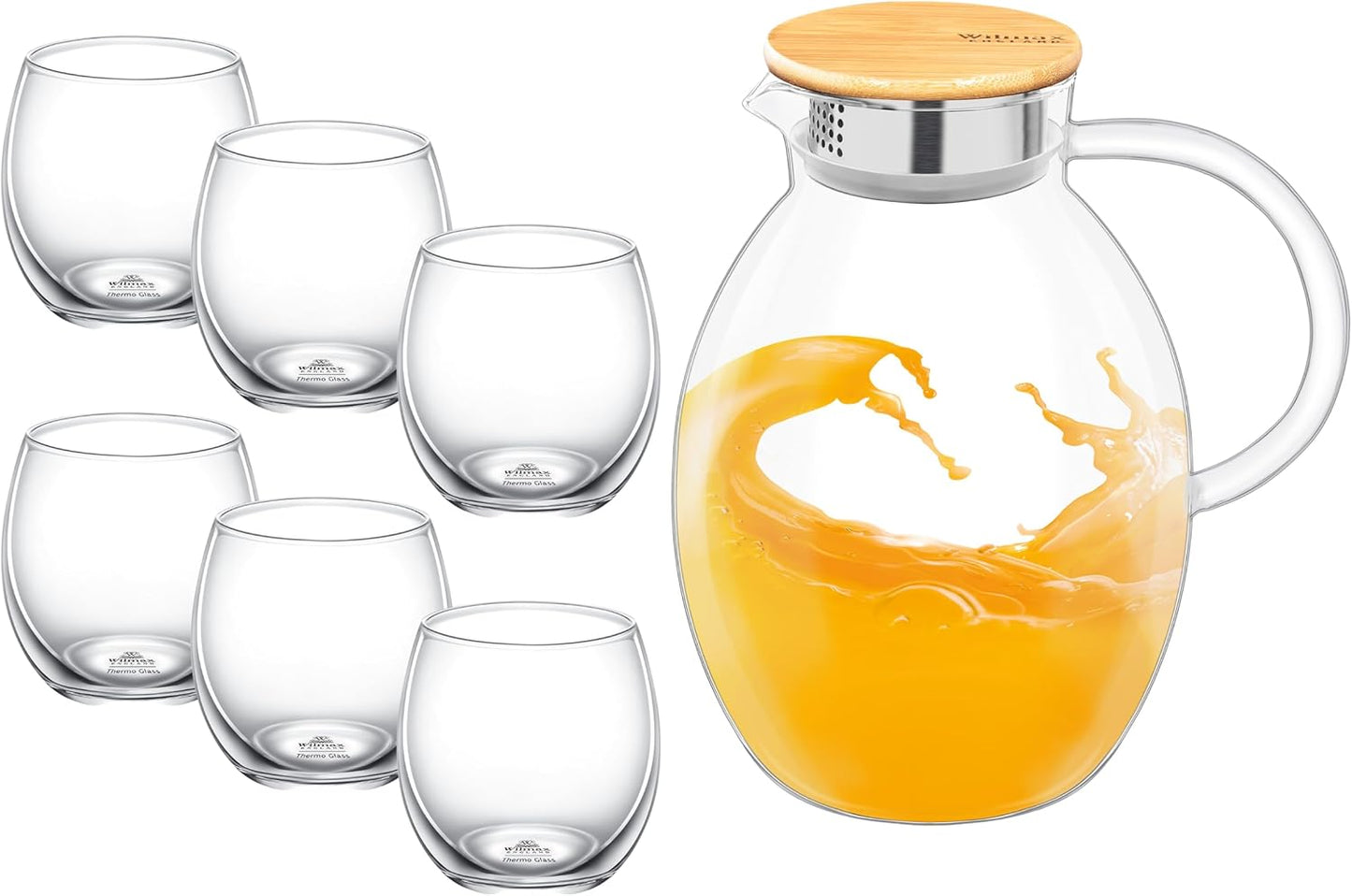 Wilmax Gläser- & Karaffen-Set, 6 Thermogläser & 1 Karaffe, WL-888212/A-888640/A6
