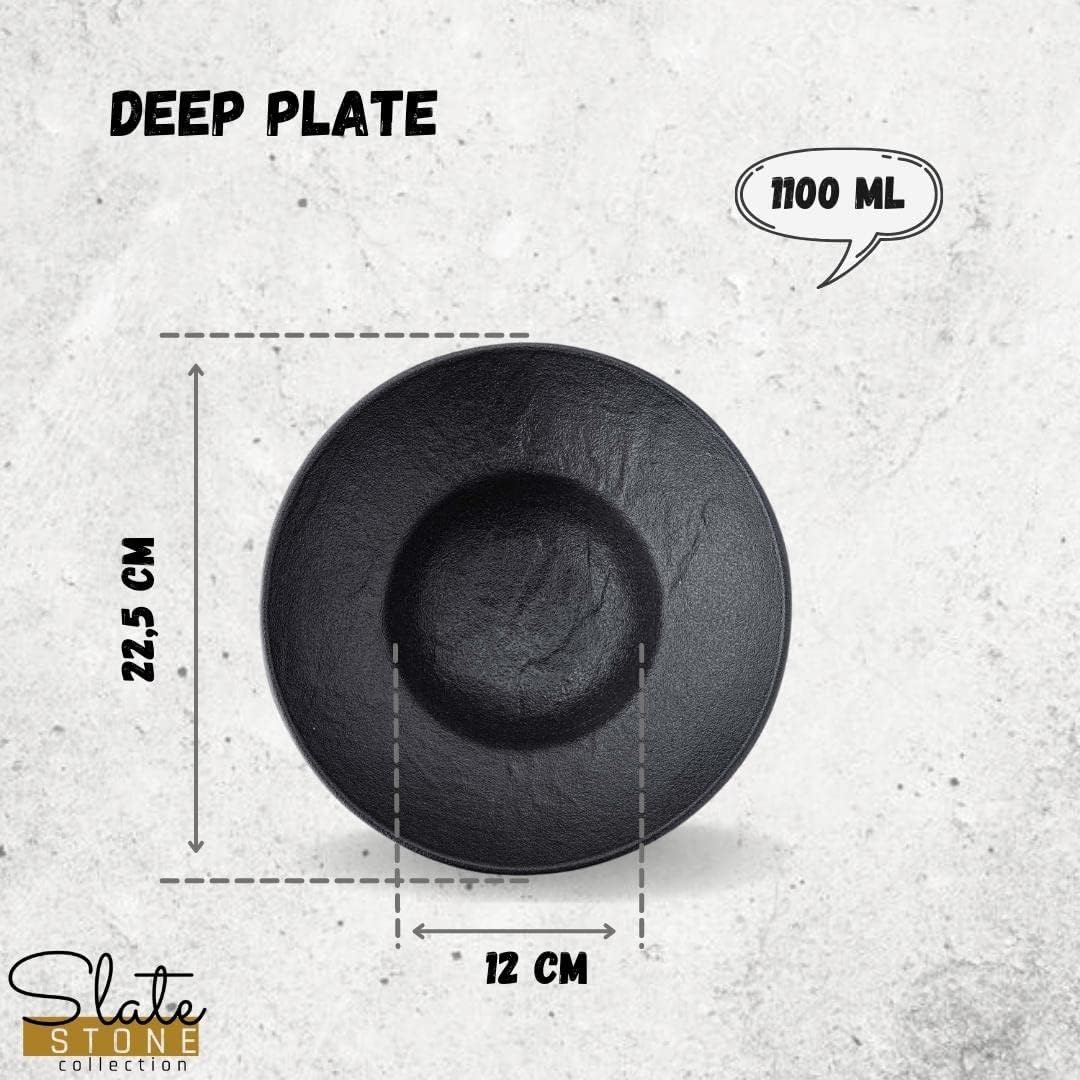 Wilmax Deep plate 22.5 cm 2-piece set SlateStone Black