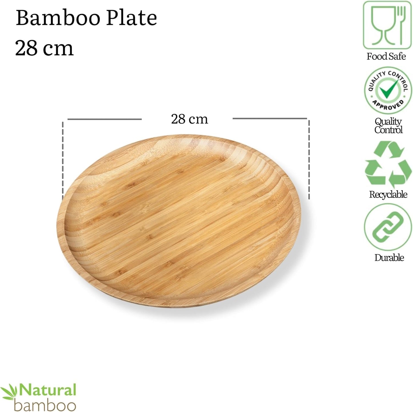 Wilmax Bamboe Bord 28 cm Natuur WL-771035/A