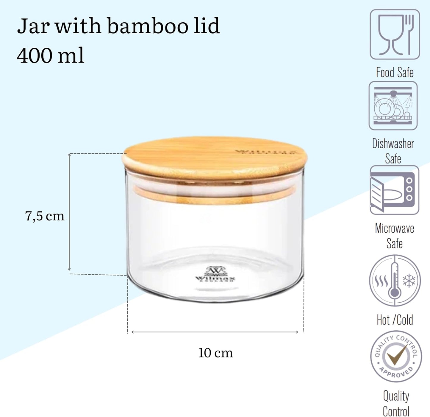 Wilmax Voorraadpot 400ml Bamboedeksel 3-delig WL-888501/A3