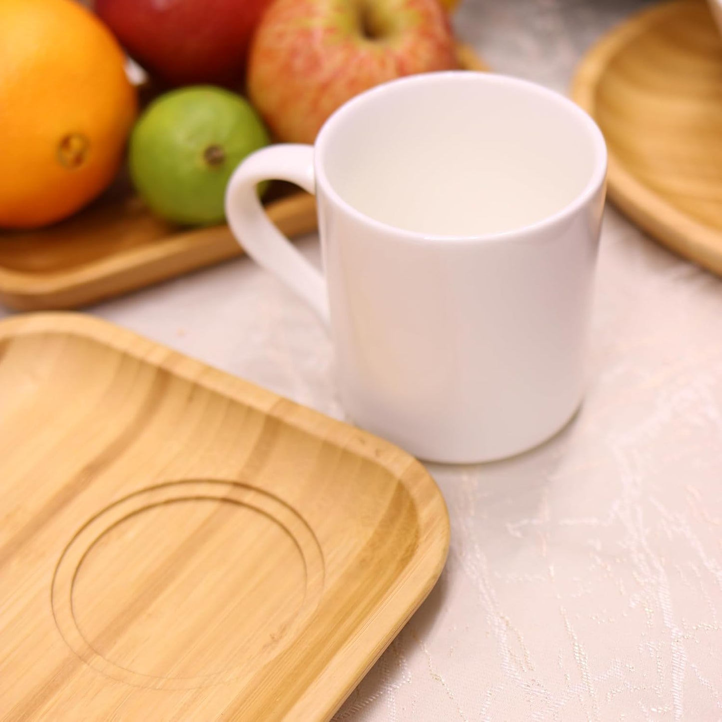 Wilmax Servierset 2x Bambus-Teller & Porzellanbecher WL-771116/A2-WL-993040/A2