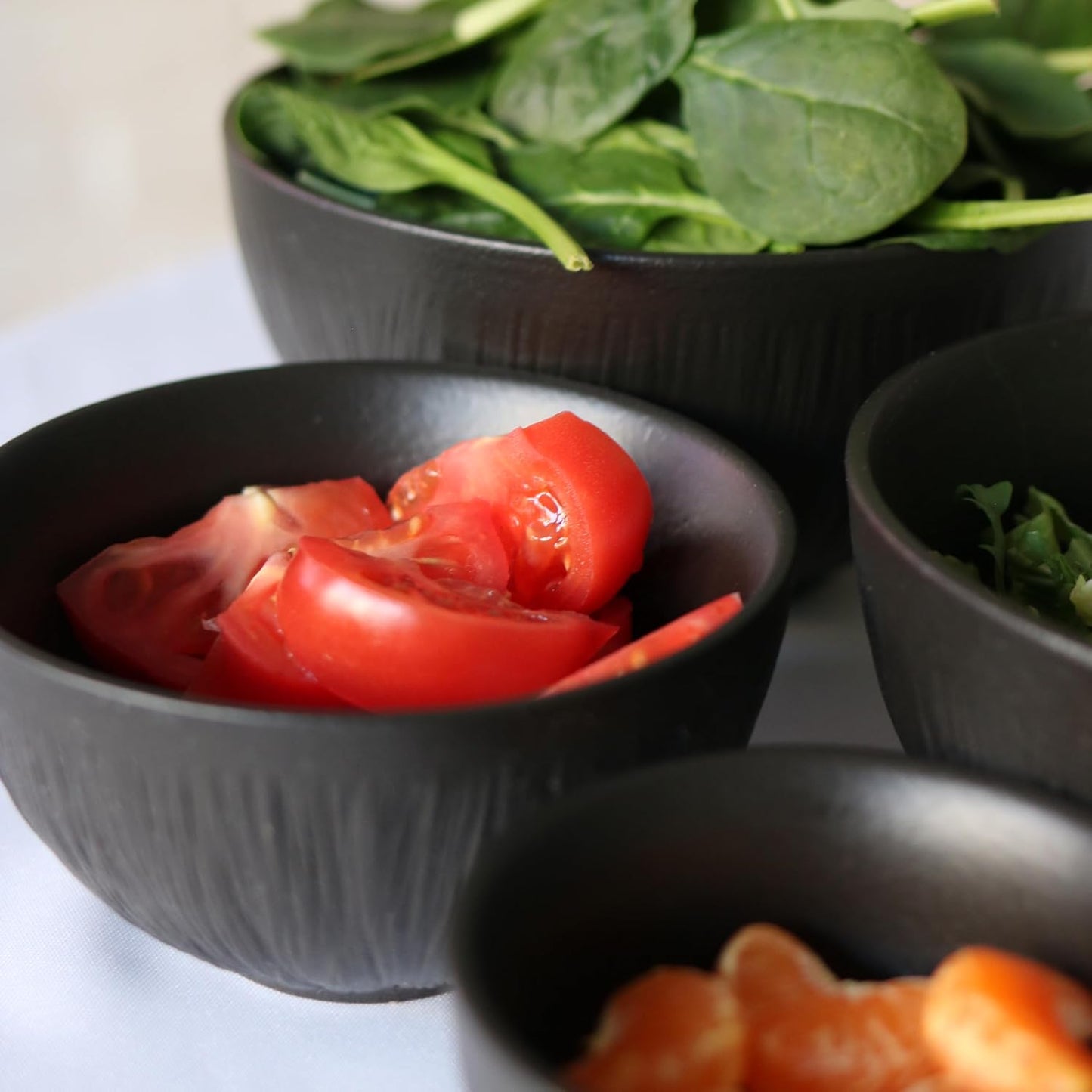 Wilmax Schalen Set 2er Schwarz 1000 ml Porzellan Salatschüssel WL-664117/A2