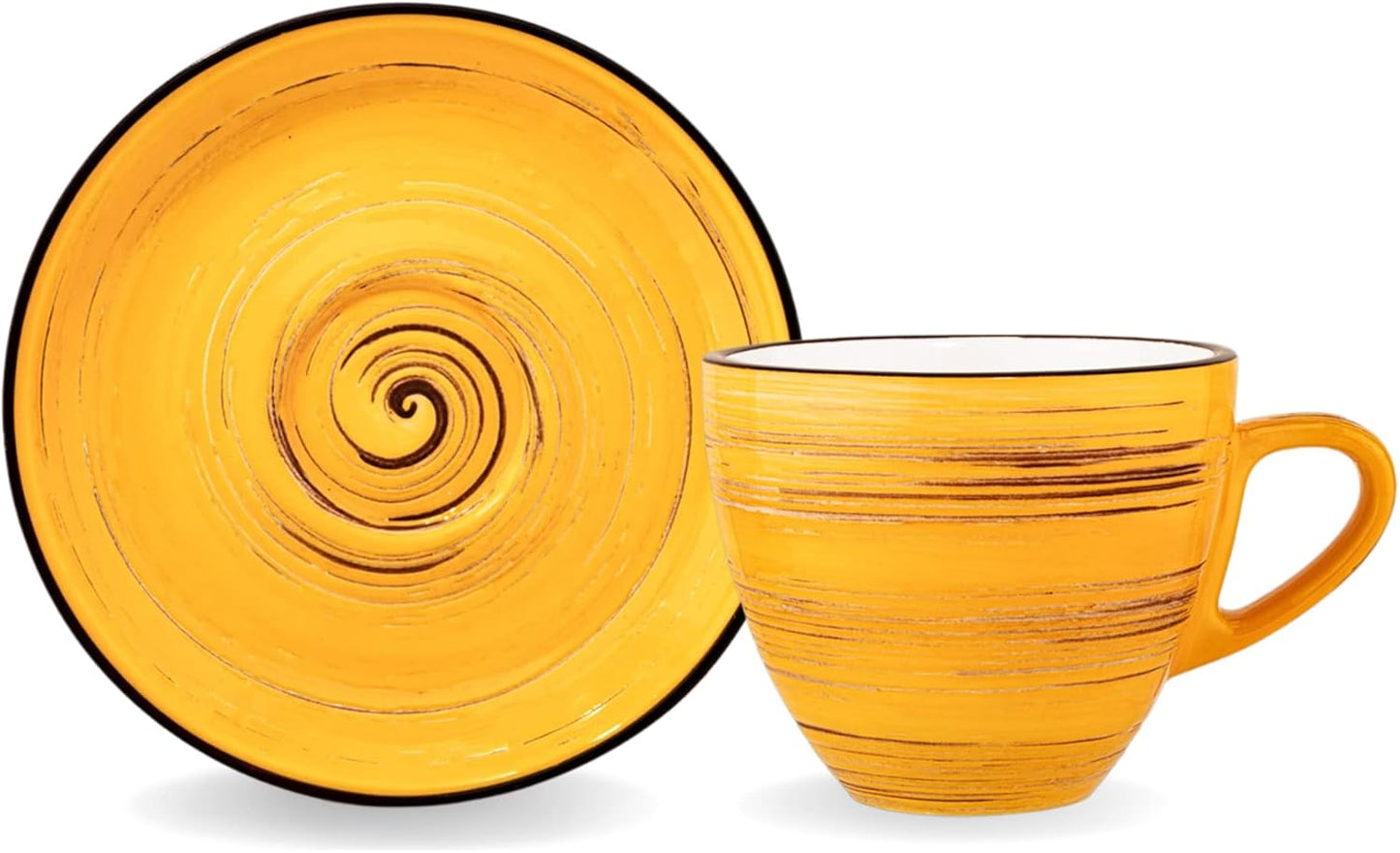Wilmax England Yellow Porcelain Cup & Saucer Set (6x) 110ml