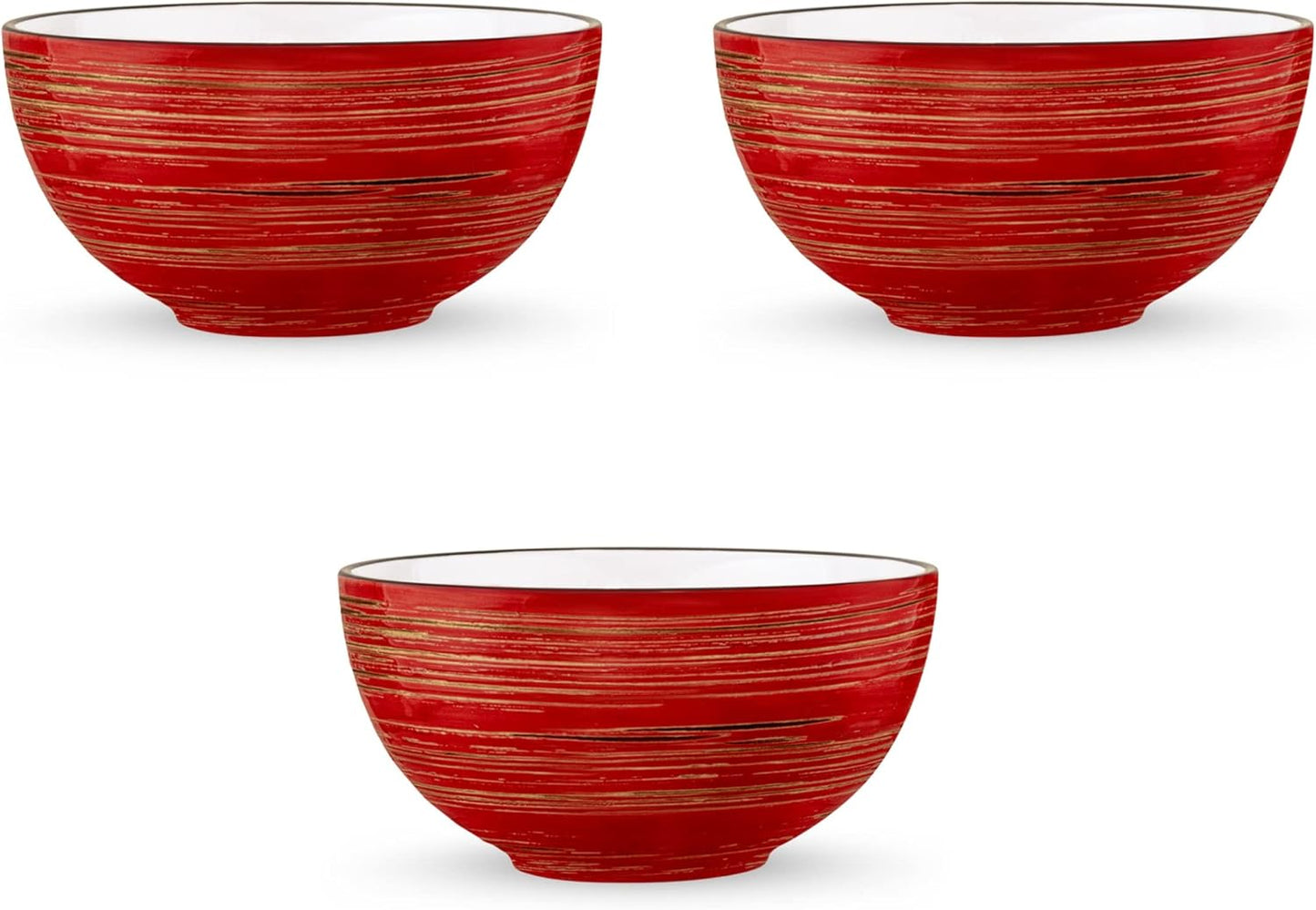 Wilmax Schaal 600 ml Rood Porselein 3-delige Set WL-669230/A3