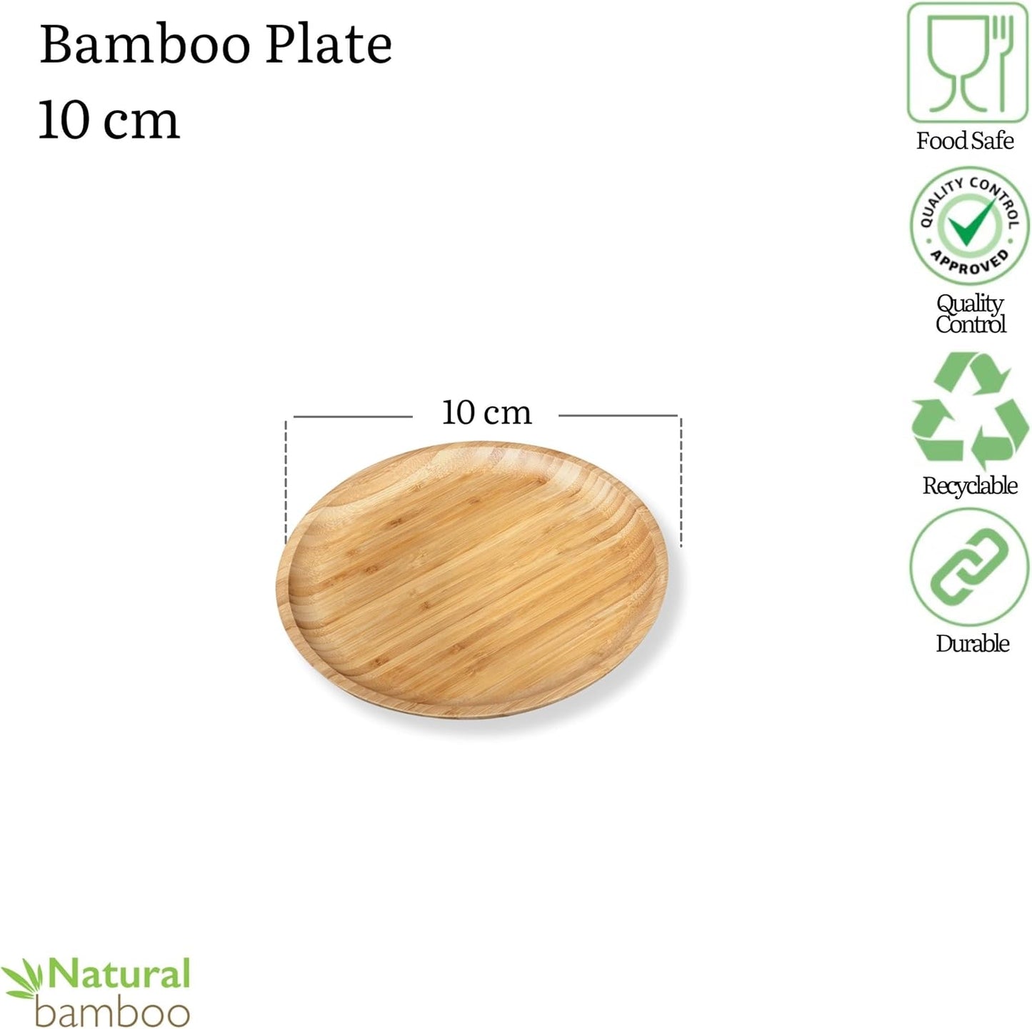 Wilmax Bambus Teller, 10 cm Durchmesser, aus natürlichem Bambus WL-771028/A
