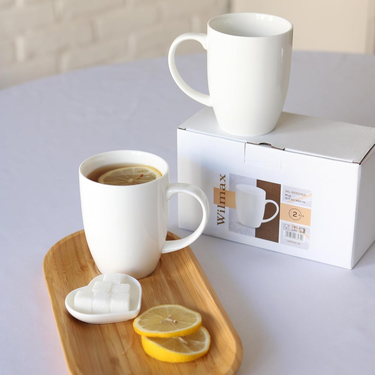 Wilmax Servierset 2x Bambus-Teller & Porzellanbecher  WL-771119/2A-WL-993018/2A