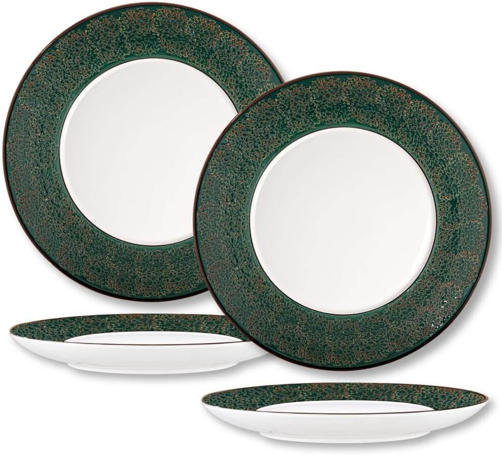 Wilmax Bord 25 cm Groen Porselein 2-delige set WL-667514/A2